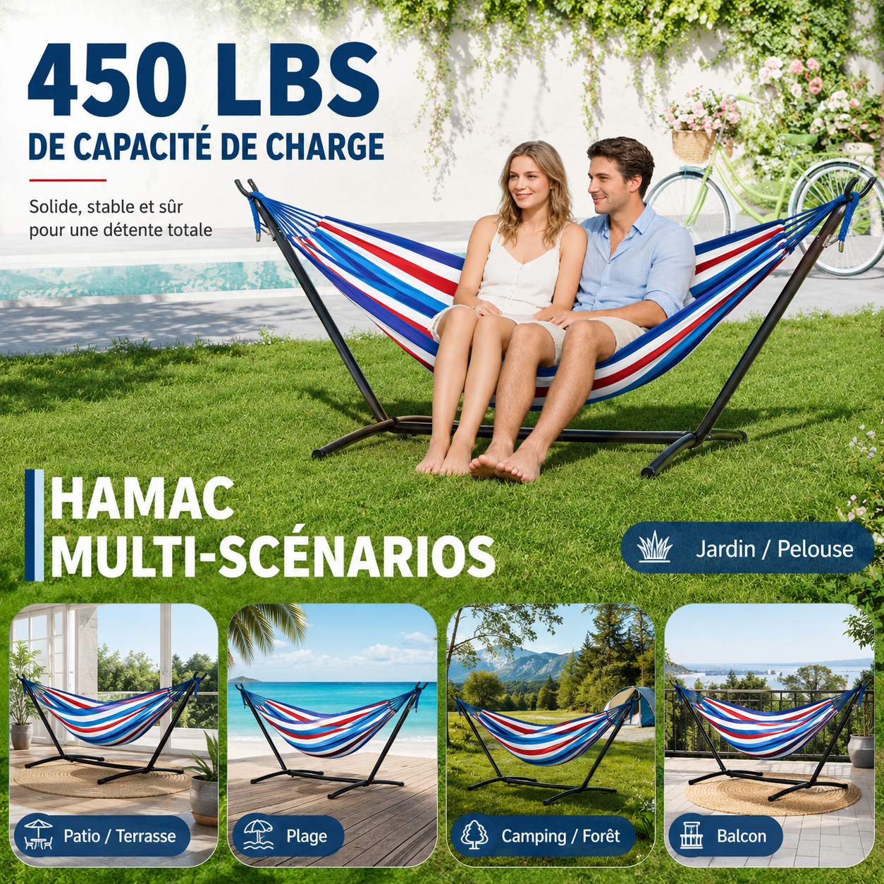 Hamac sur pied - Paris -  Support en acier