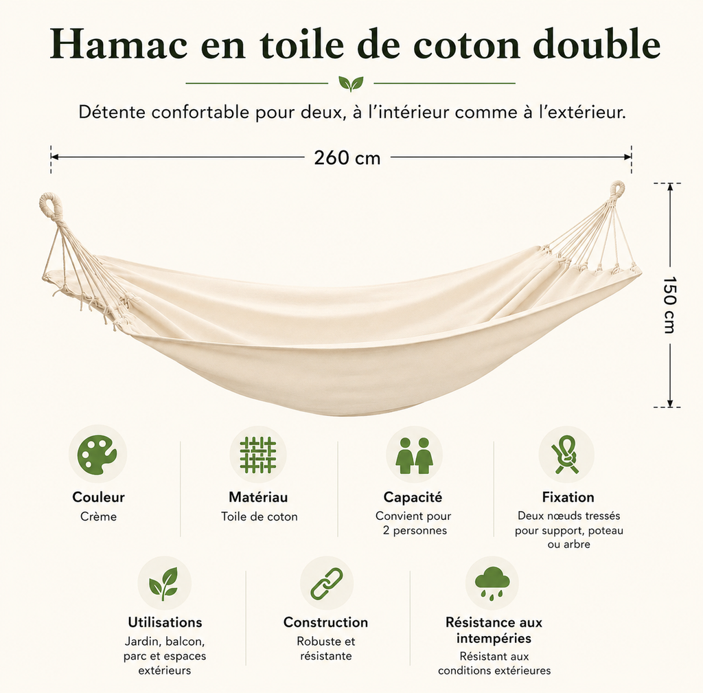 Hamac suspendu double - Le confort