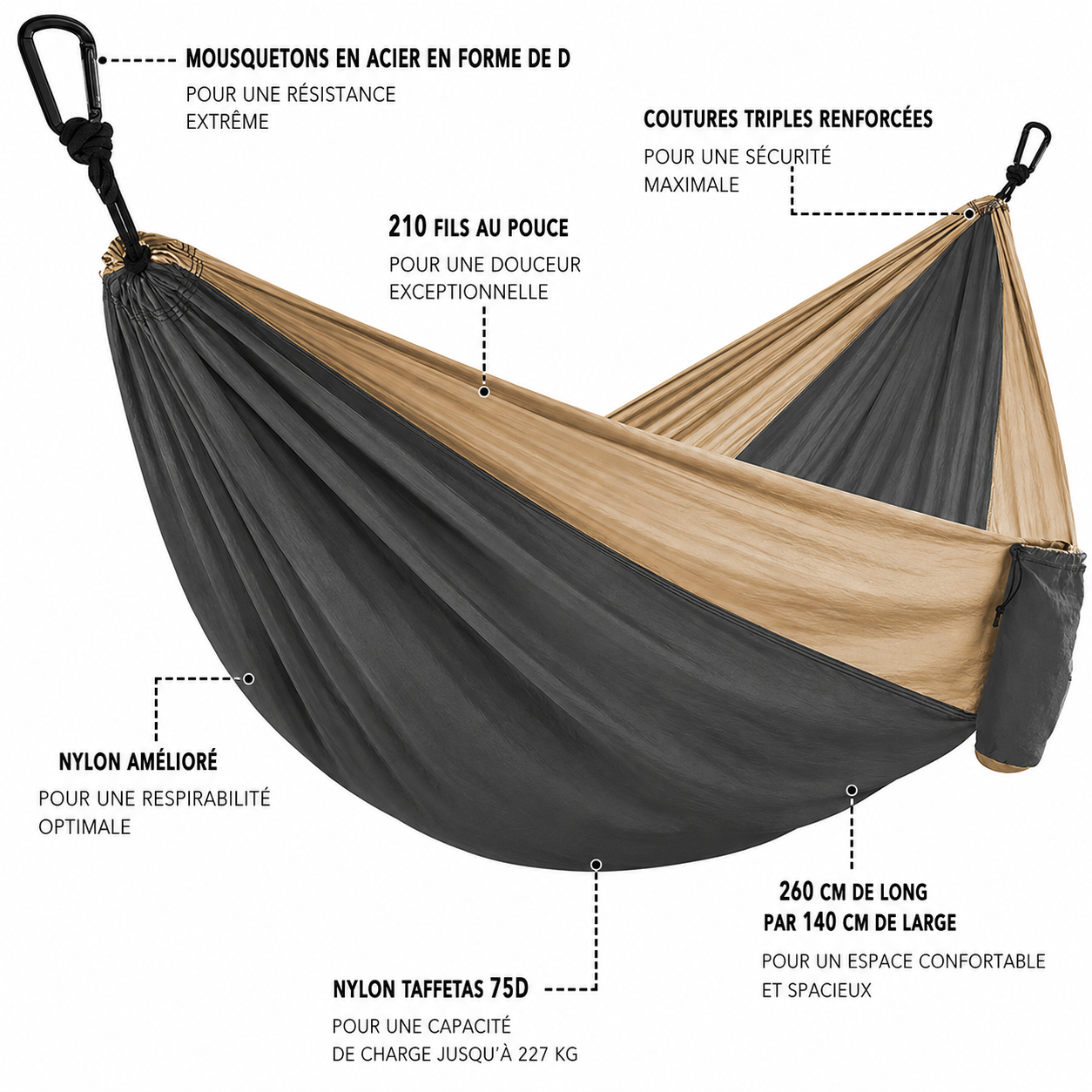Hamac XXL Nylon doux - ZOWE