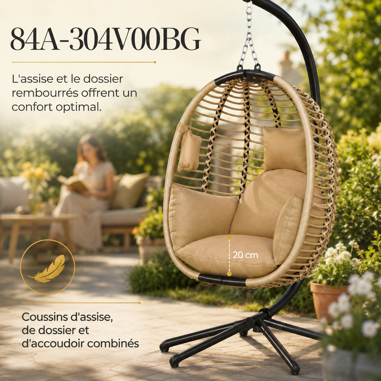 fauteuil suspendu marron clair - ALIA