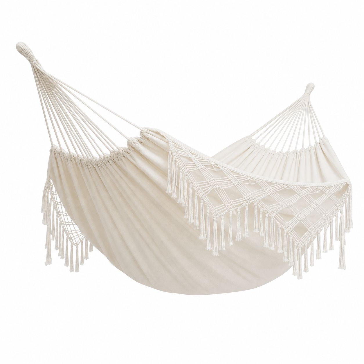 Hamac blanc avec frange en macramé brésilien - Boho