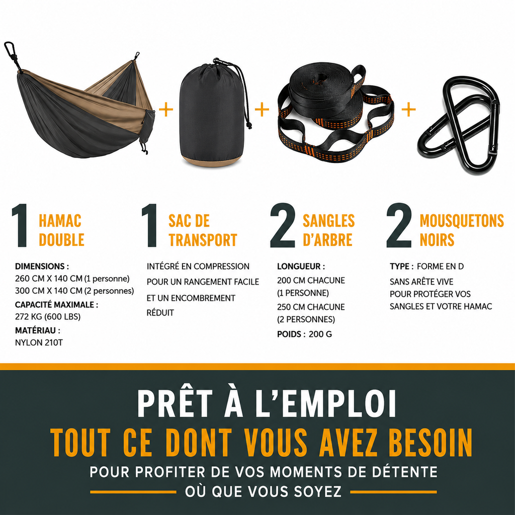 Hamac XXL Nylon doux - ZOWE