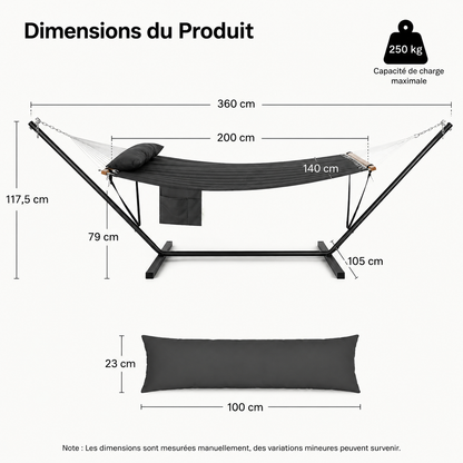 Hamac sur pied noir anthracite - Elena