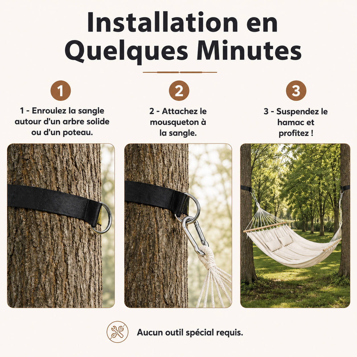 Hamac Nala –  avec Coussins, Mousquetons et Sangles