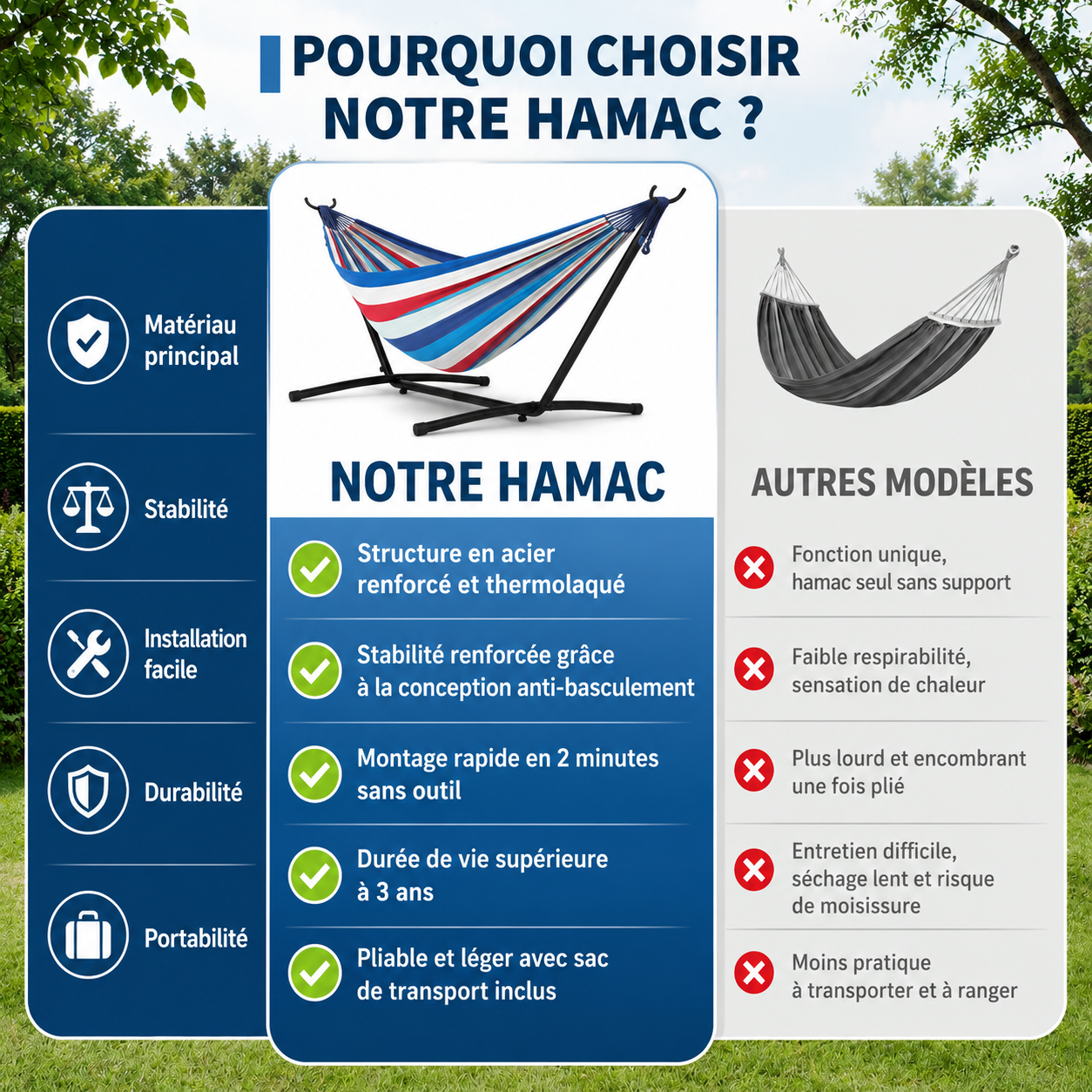 Hamac sur pied - Paris -  Support en acier