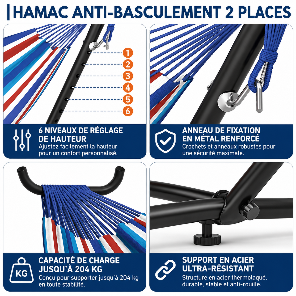 Hamac sur pied - Paris -  Support en acier