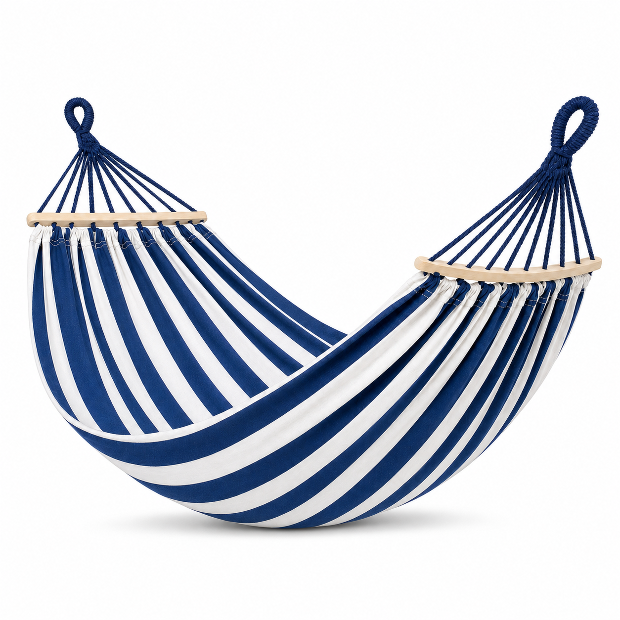Hamac suspendu a rayure bleu et blanc