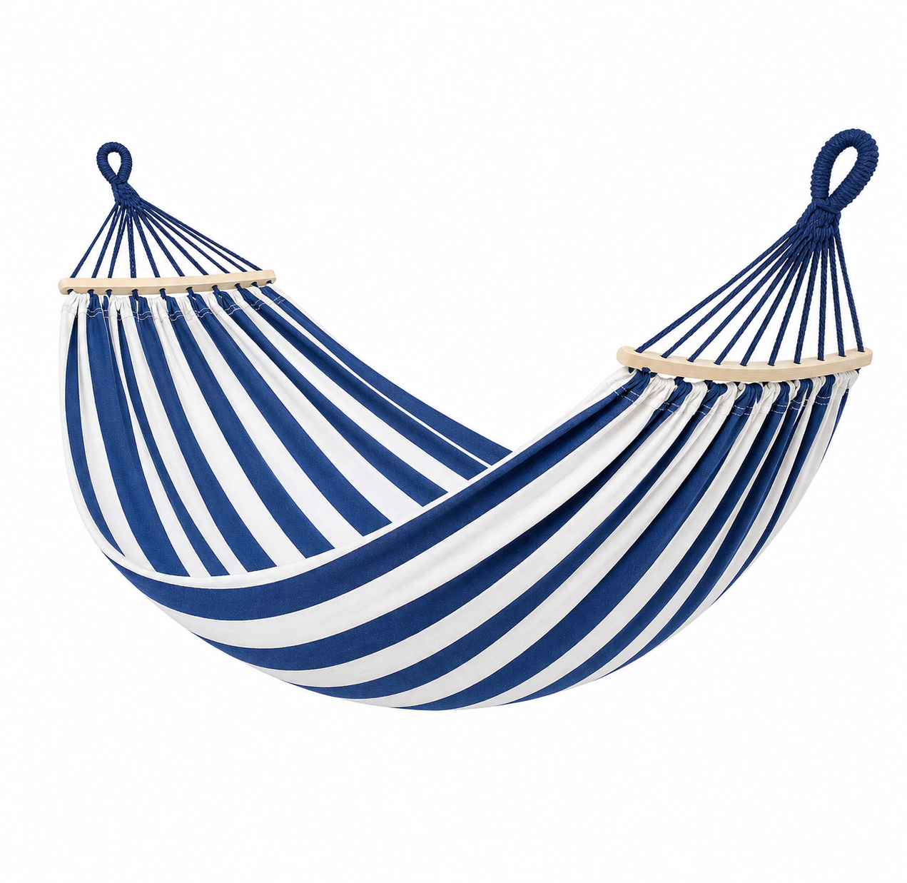 Hamac suspendu a rayure bleu et blanc