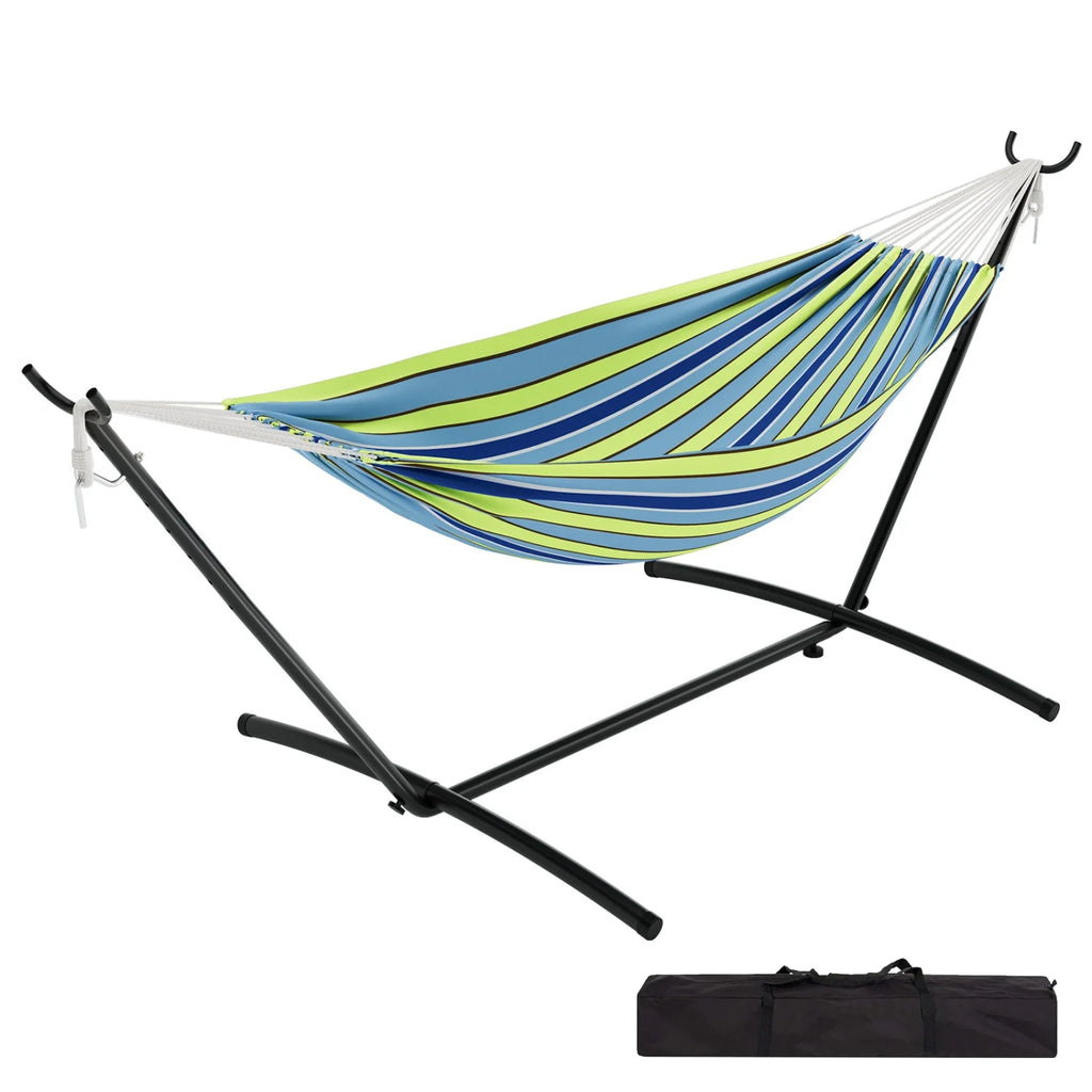 Hamac sur pied bleu et vert