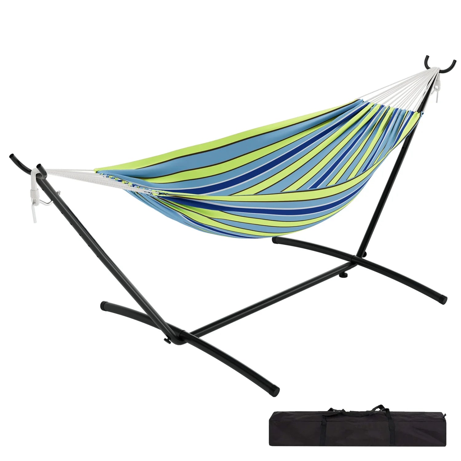 Hamac sur pied bleu et vert