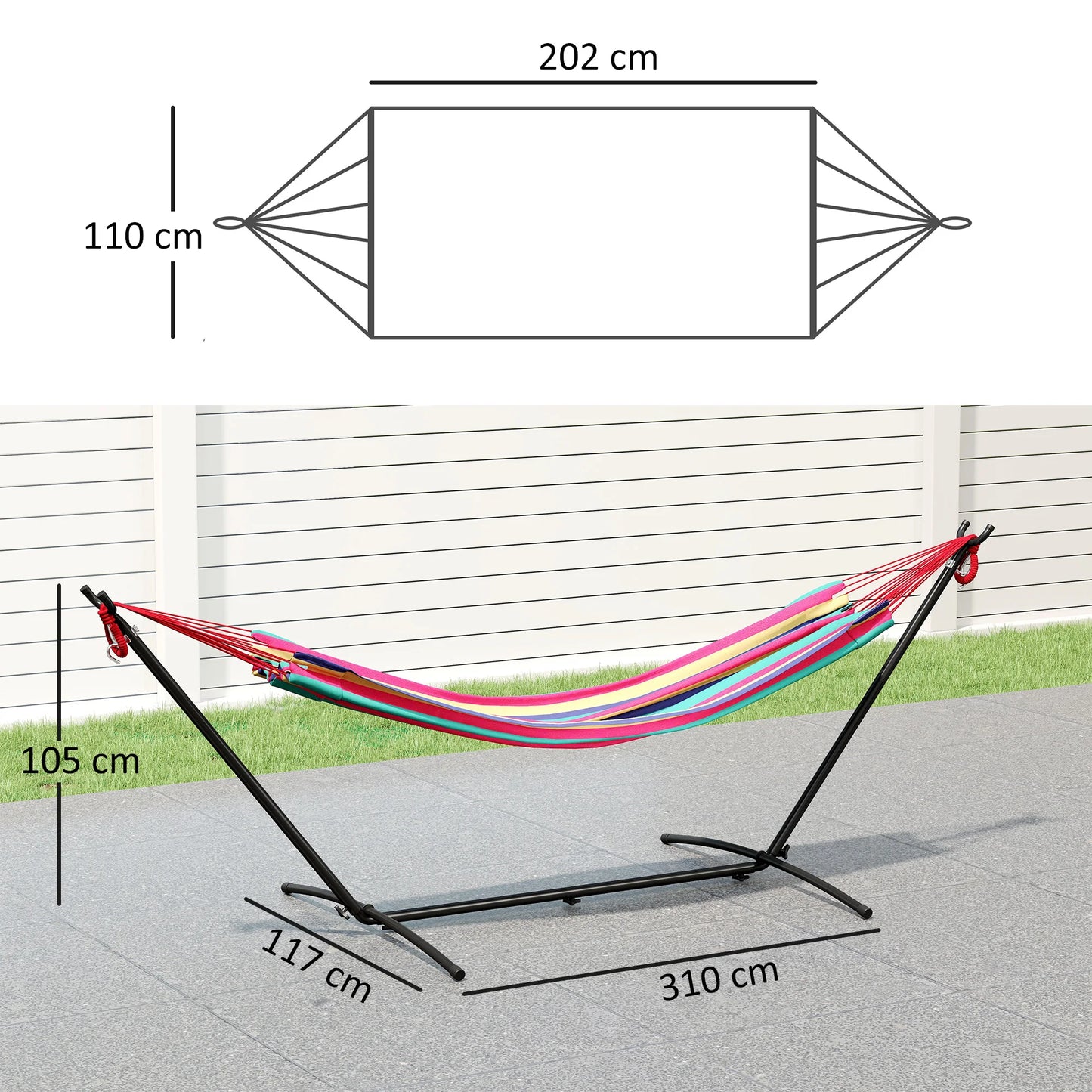 Outsunny Hammock with Stand 310X117 cm Camping Hammock with Carry Bag