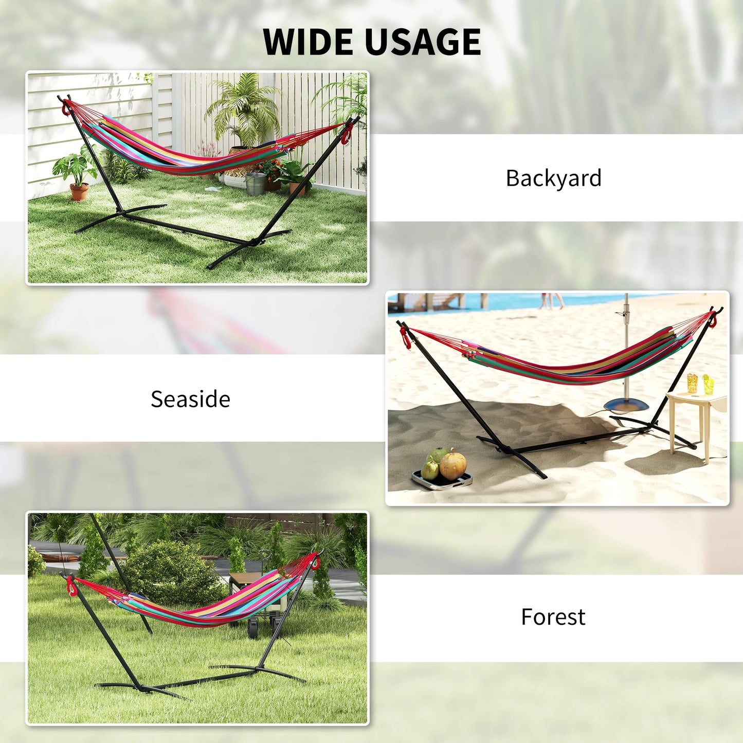 Outsunny Hammock with Stand 310X117 cm Camping Hammock with Carry Bag