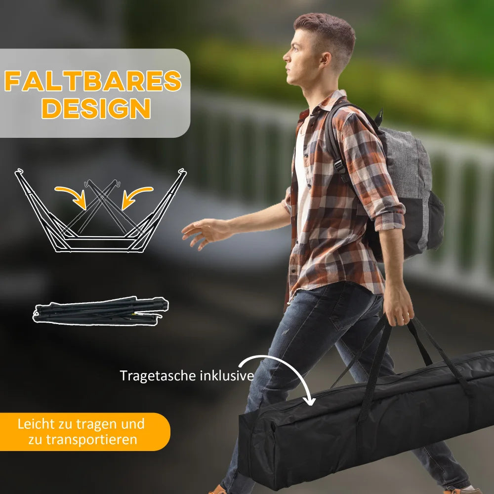 Hammock stand with hammock and carrying bag, sturdy steel, supports up to 120 kg, ideal for garden & balcony