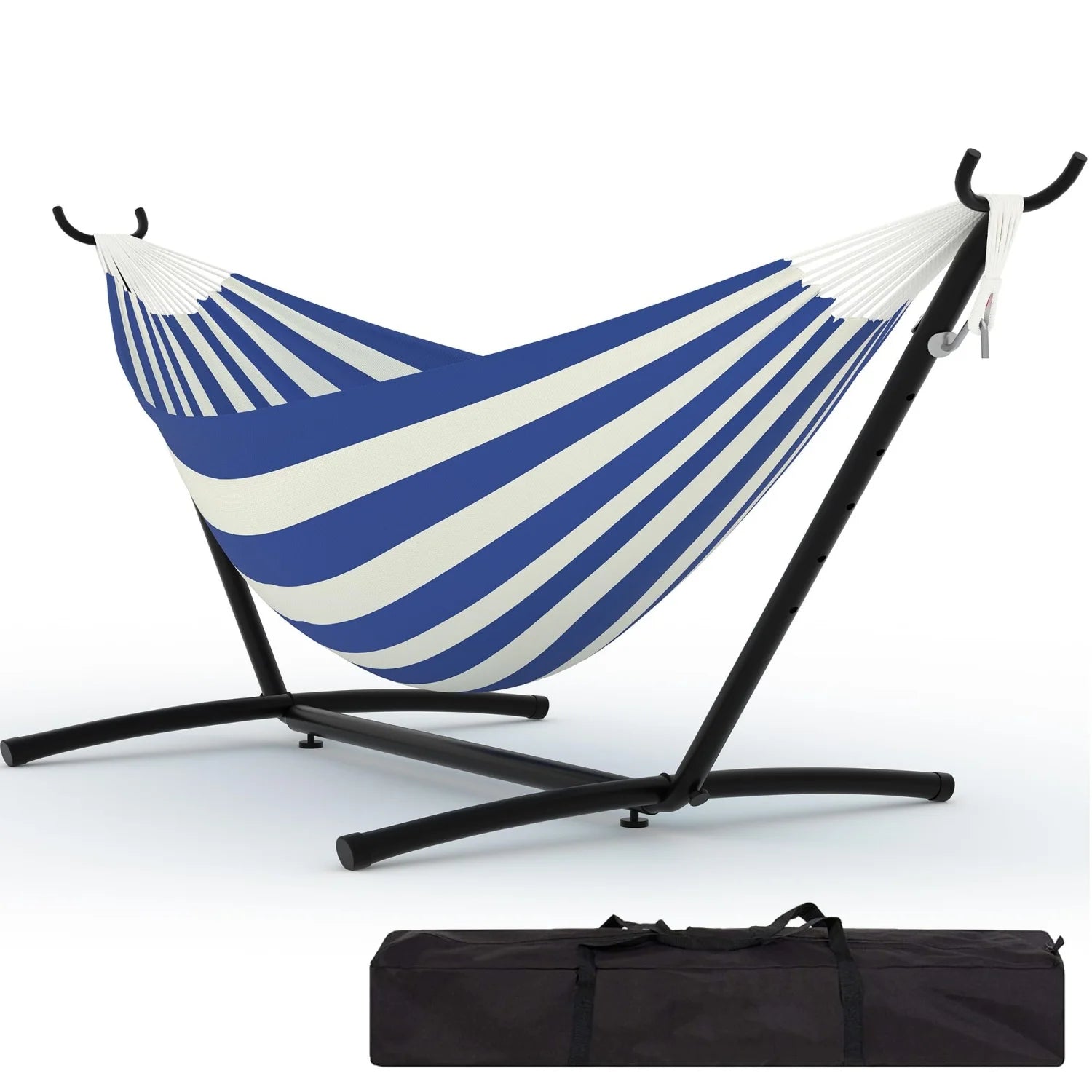 Hamac sur pied bleu et blanc