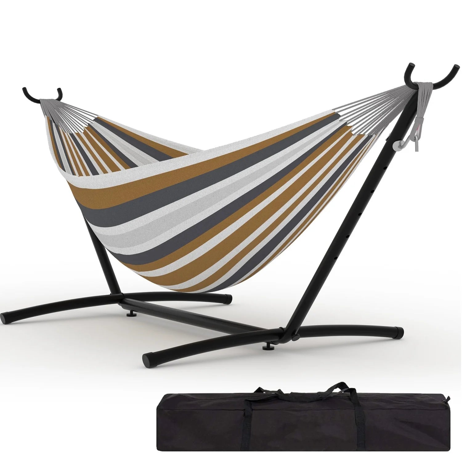 hamac sur pied gris et marron