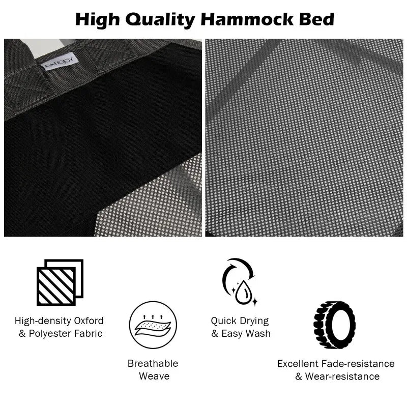Portable Folding Hammock with Stand Breathable Pocket Anti-Tip 150kg Capacity Outdoor Camping Hammock with Carry Bag Easy Setup