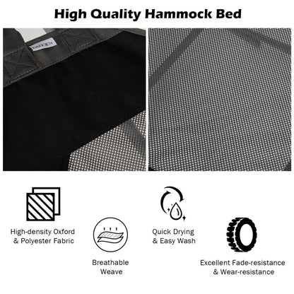 Portable Folding Hammock with Stand Breathable Pocket Anti-Tip 150kg Capacity Outdoor Camping Hammock with Carry Bag Easy Setup