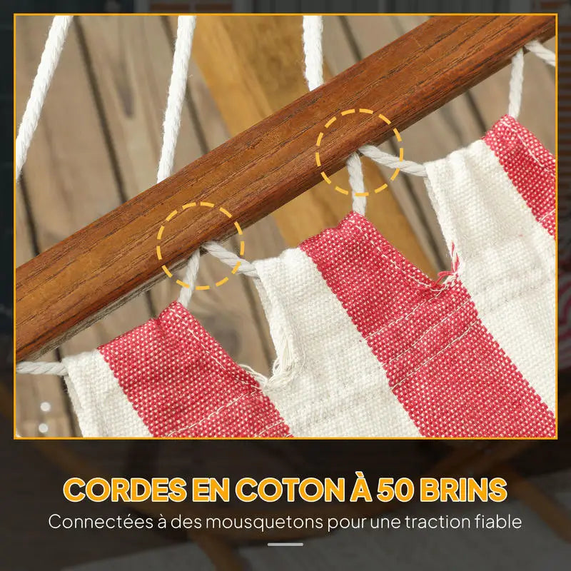 Hamac Rouge Le navire - En coton et support en bois