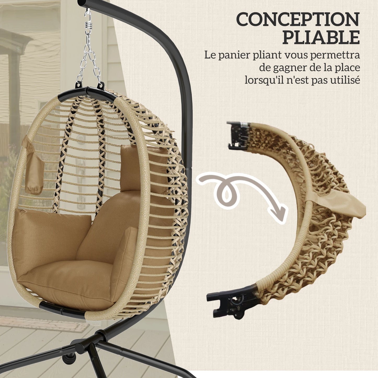 fauteuil suspendu marron clair - ALIA