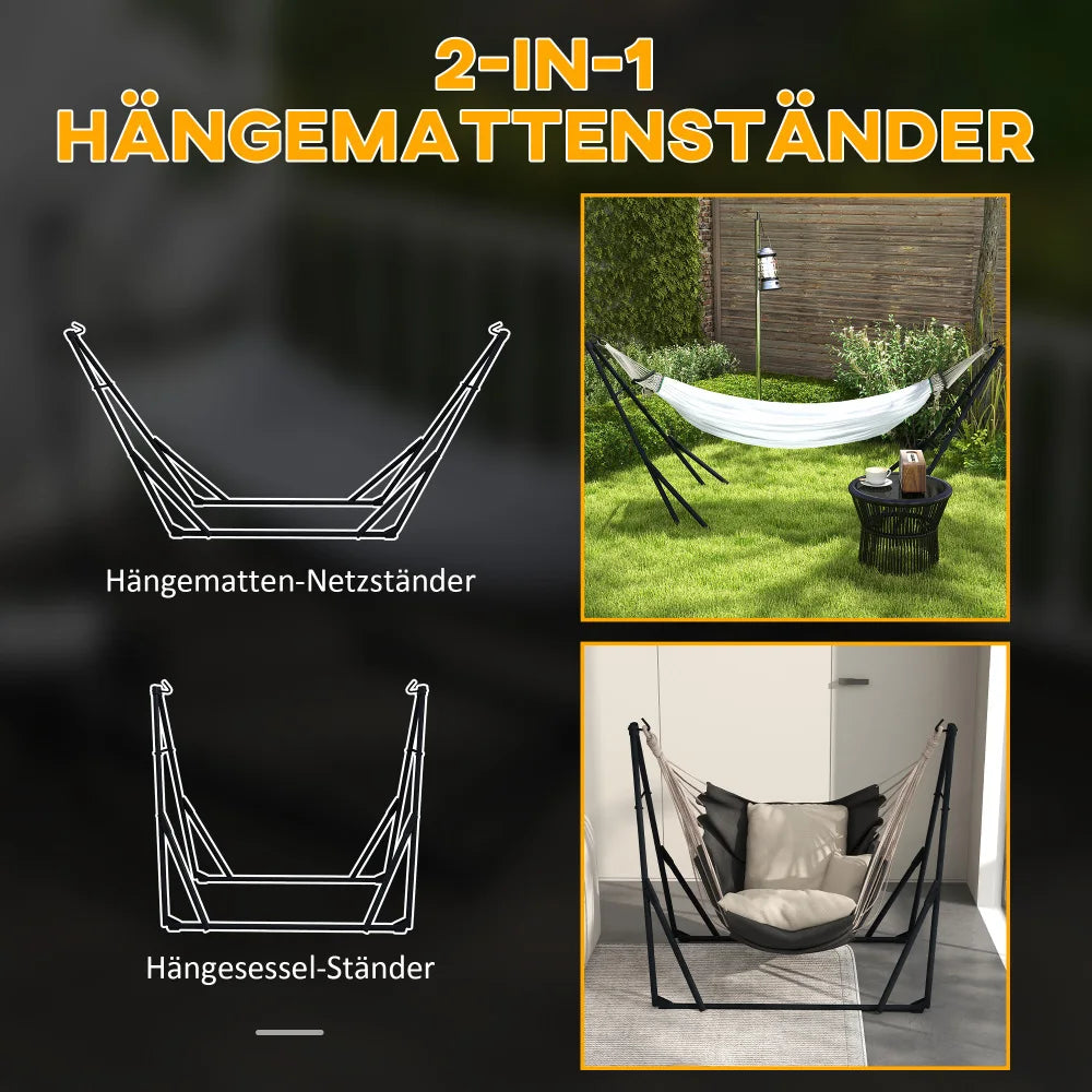 Hammock stand with hammock and carrying bag, sturdy steel, supports up to 120 kg, ideal for garden & balcony