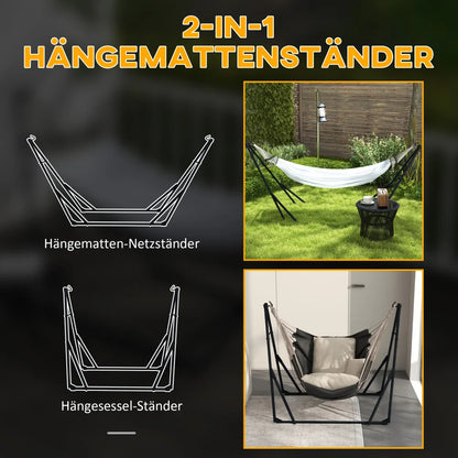 Hammock stand with hammock and carrying bag, sturdy steel, supports up to 120 kg, ideal for garden & balcony