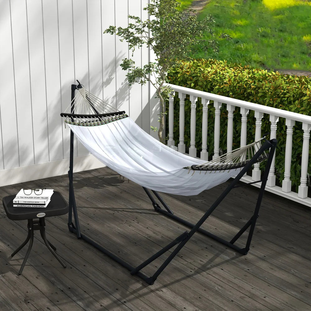 Hammock stand with hammock and carrying bag, sturdy steel, supports up to 120 kg, ideal for garden & balcony