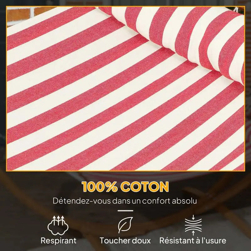 Hamac Rouge Le navire - En coton et support en bois