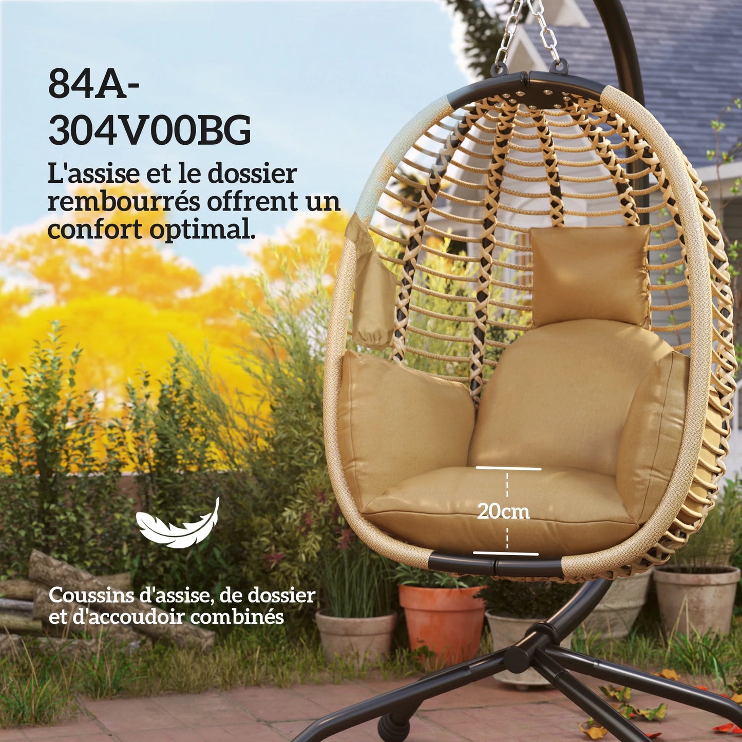 fauteuil suspendu marron clair - ALIA