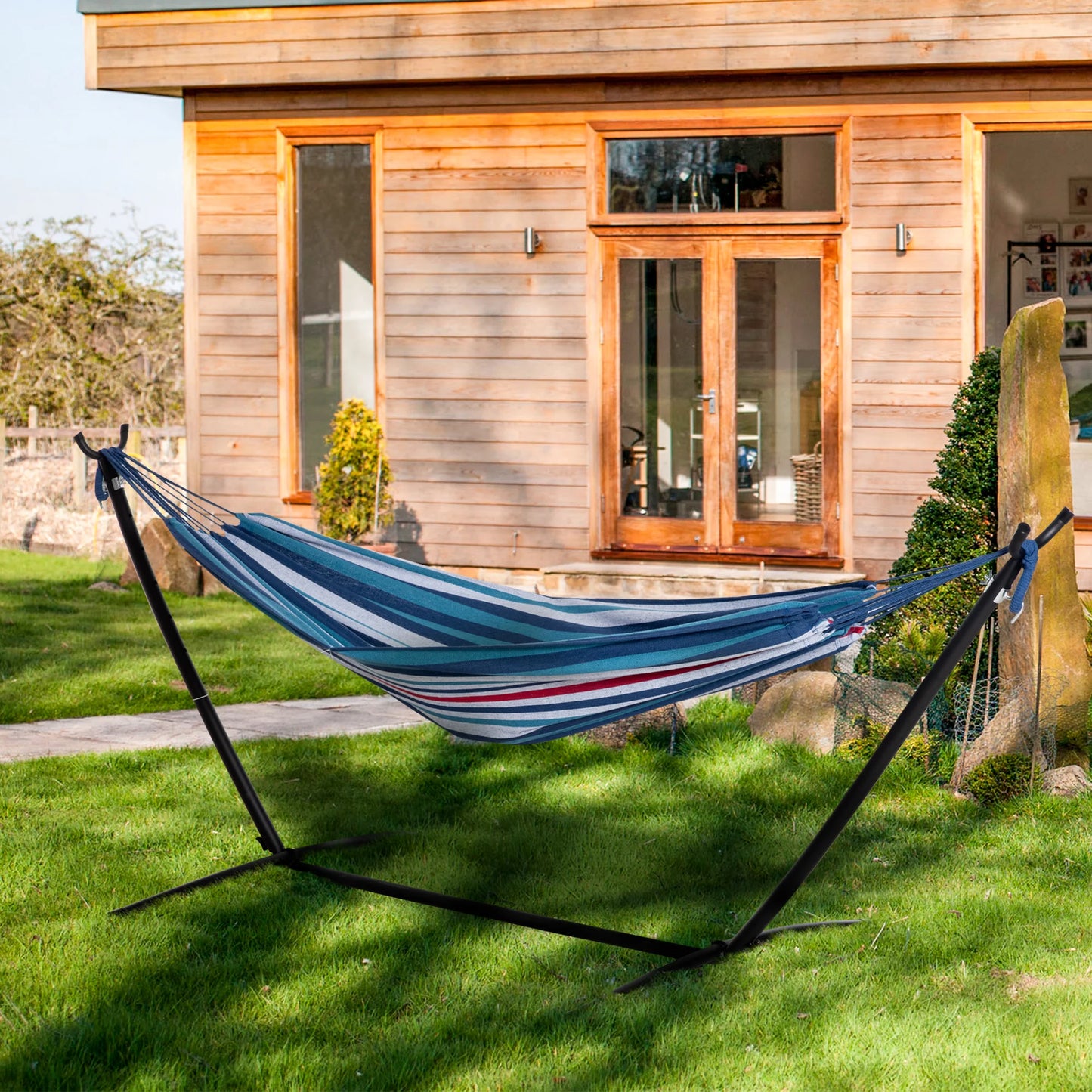 Outsunny Hammock with Stand 310X117 cm Camping Hammock with Carry Bag