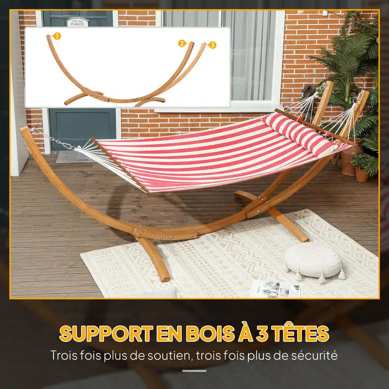 Hamac Rouge Le navire - En coton et support en bois