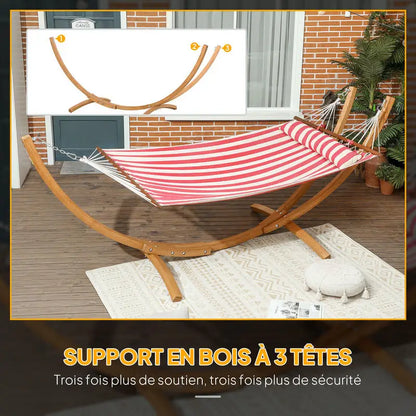 Hamac Rouge Le navire - En coton et support en bois
