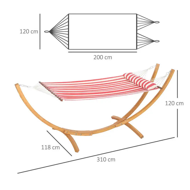 Hamac Rouge Le navire - En coton et support en bois