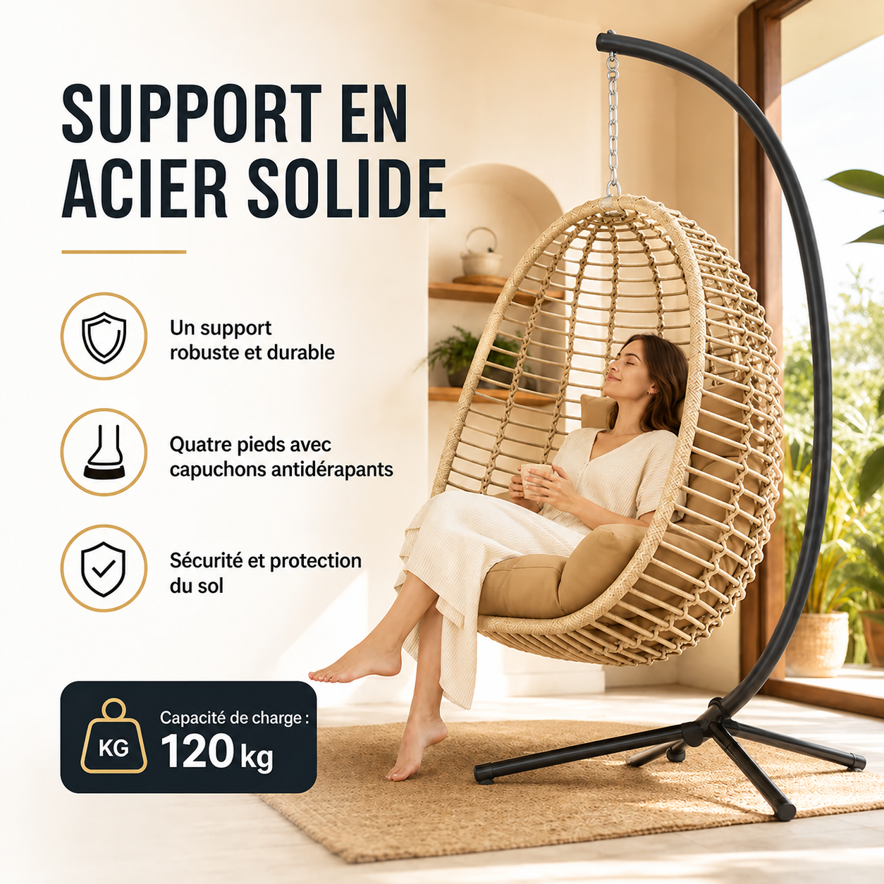 fauteuil suspendu marron clair - ALIA