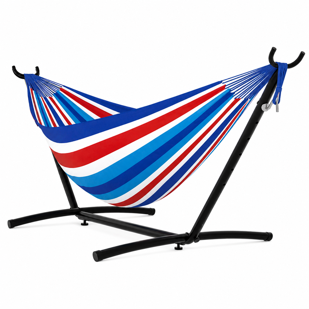 hamac sur pied bleu blanc rouge