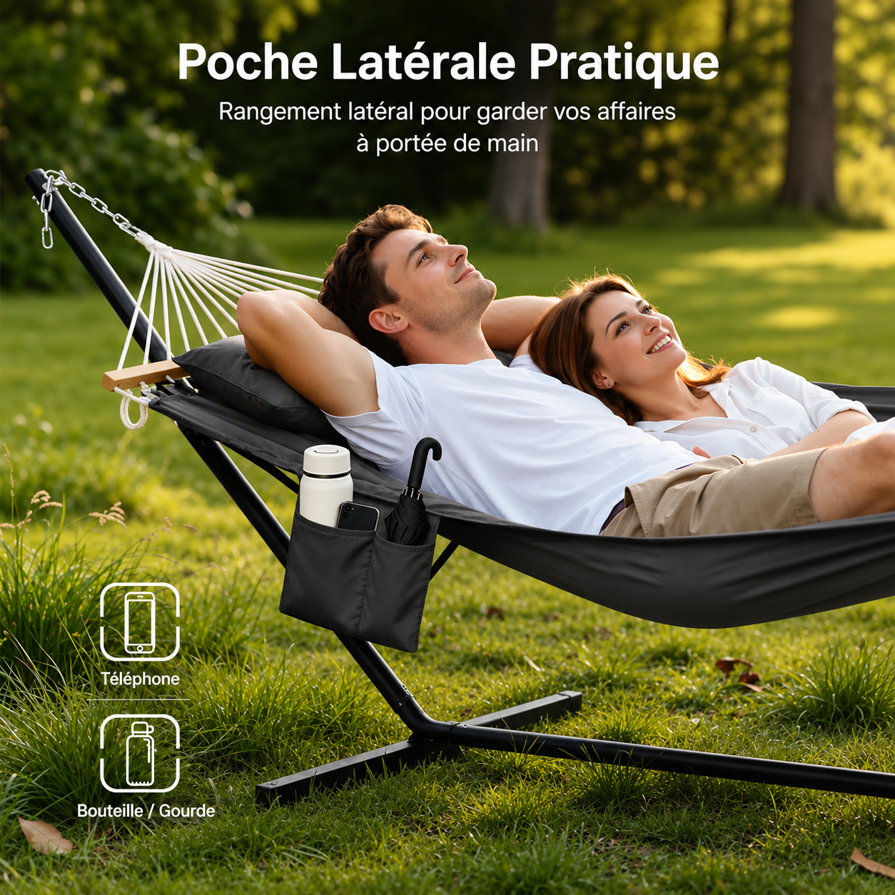 Hamac sur pied noir anthracite - Elena